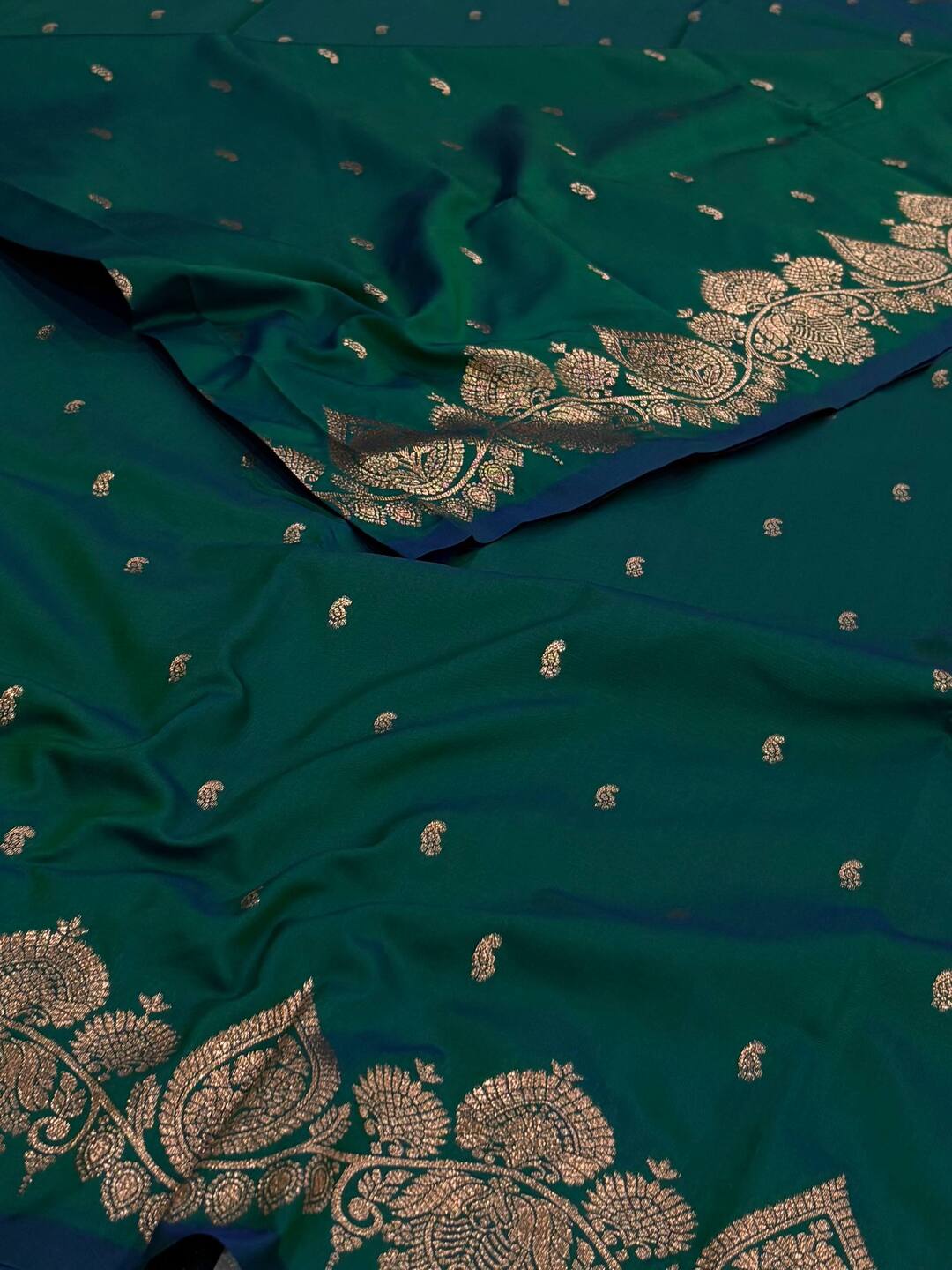 Peacock Green Cotton Silk Saree