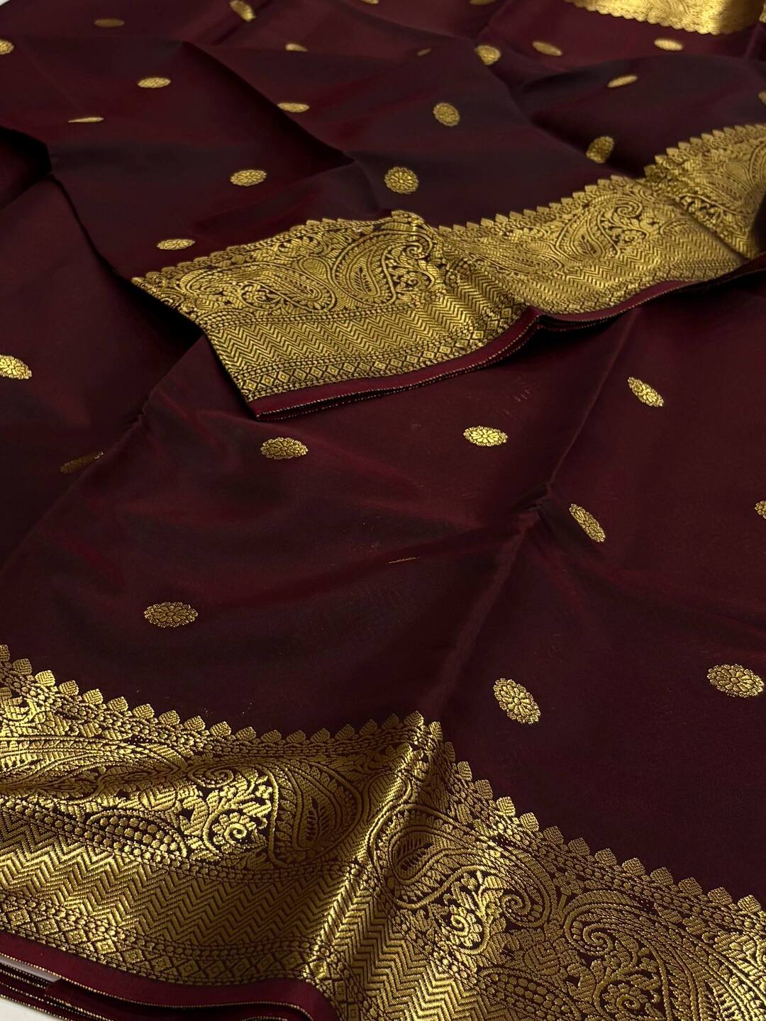 Deep Maroon Cotton Silk Saree
