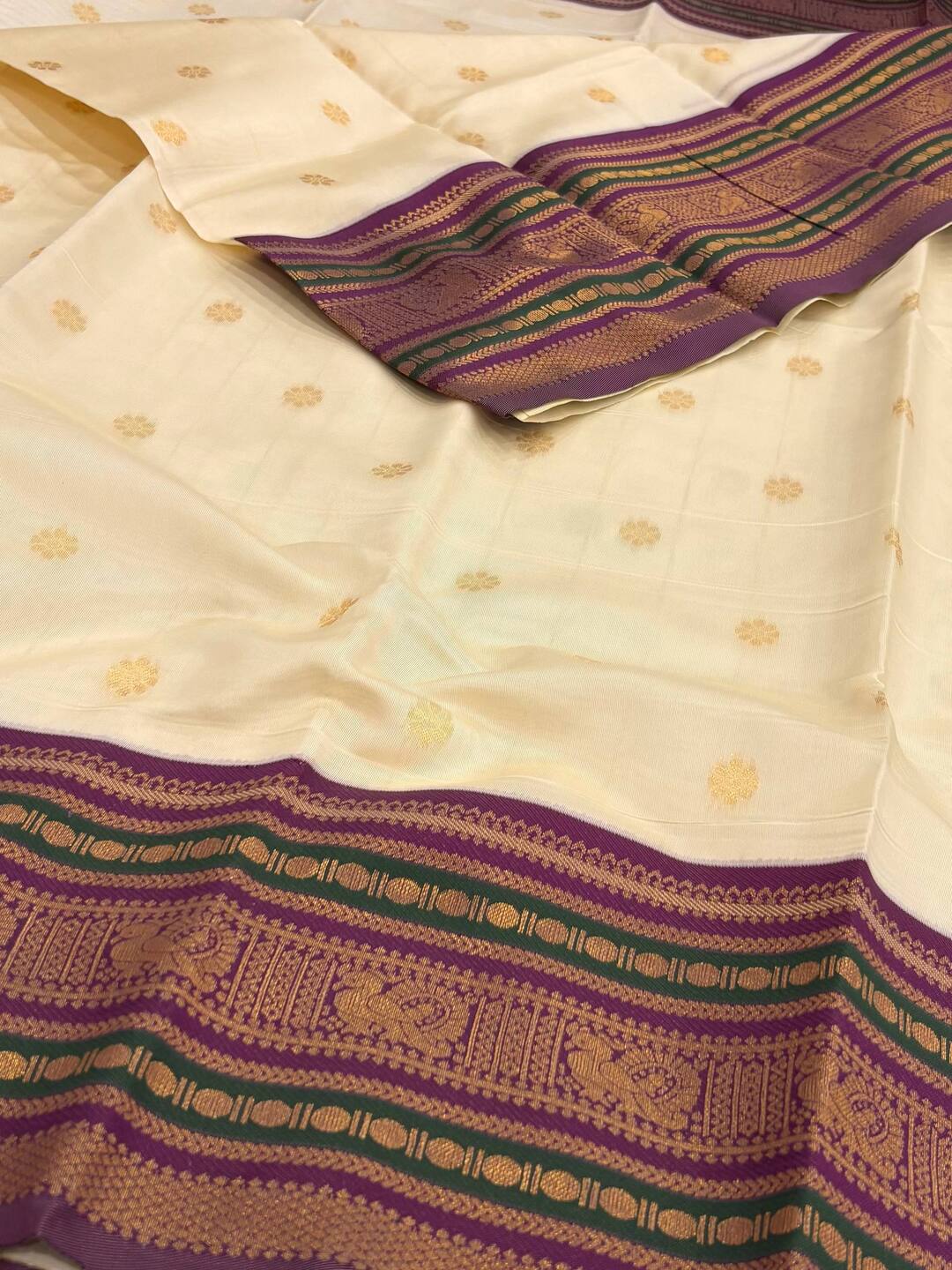 Off White Cotton Silk Saree