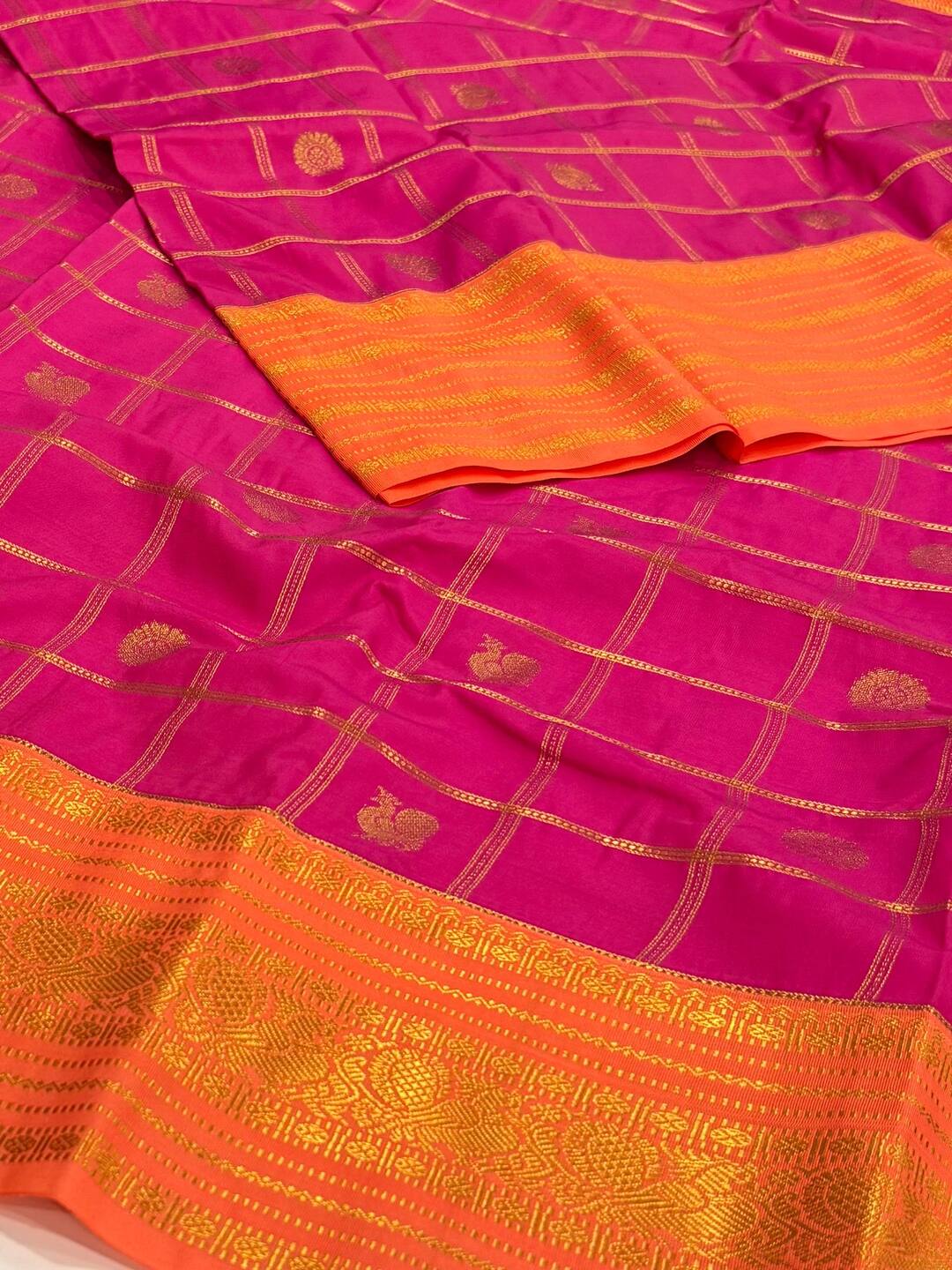 Hot Pink Semi Kanchi Silk Saree