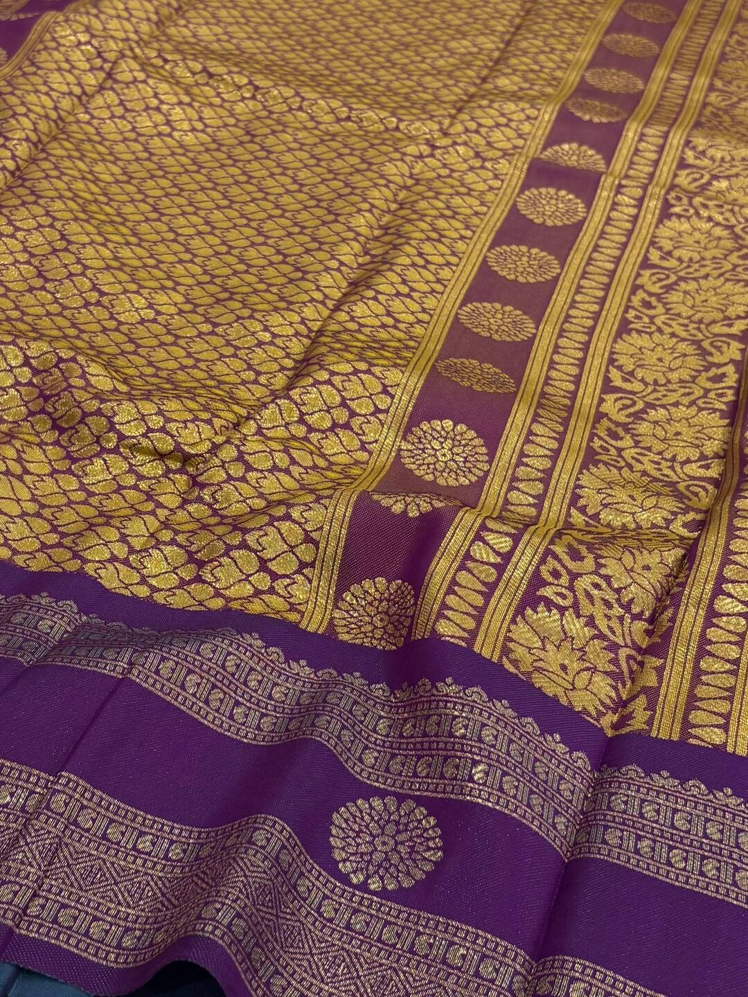 Dual Tone Peach Checked Cotton Silk Saree