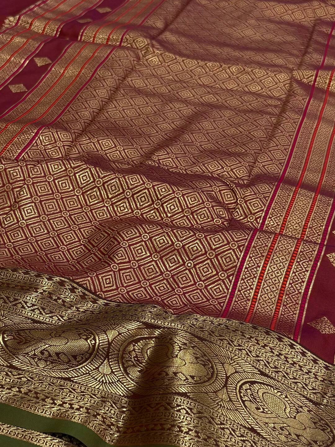 Cherry Red Cotton Silk Saree