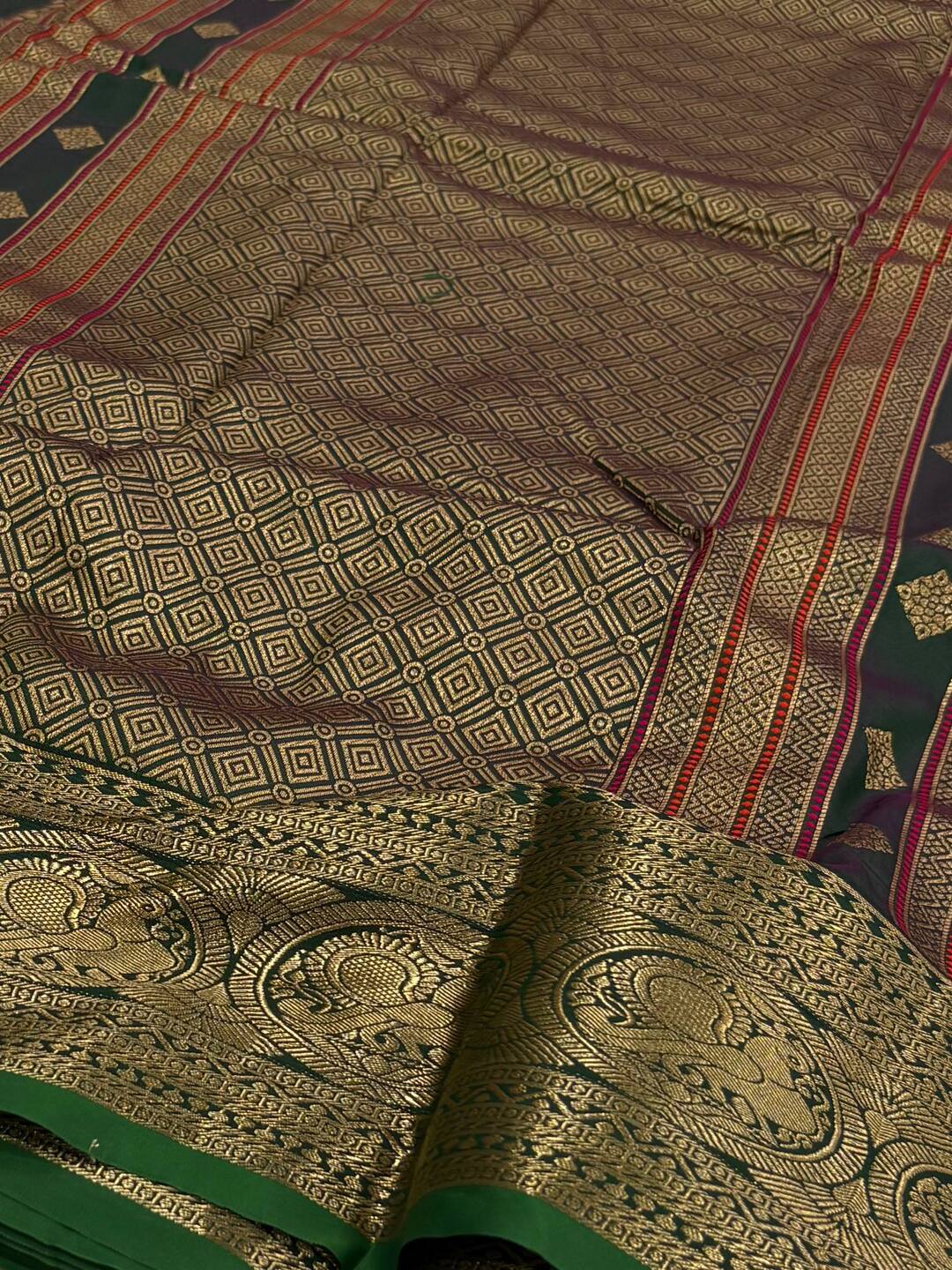 Forest Green Cotton Silk Saree