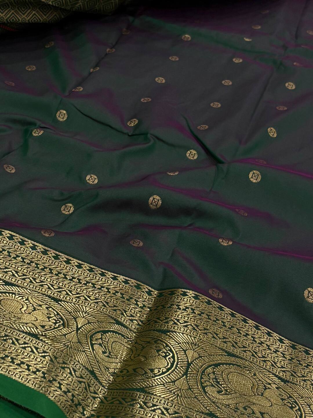Forest Green Cotton Silk Saree