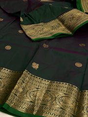 Forest Green Cotton Silk Saree