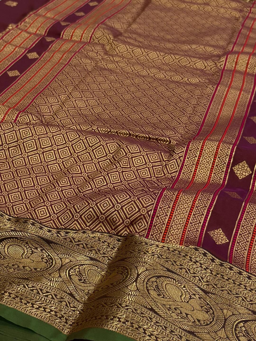 Burgundy Cotton Silk Saree