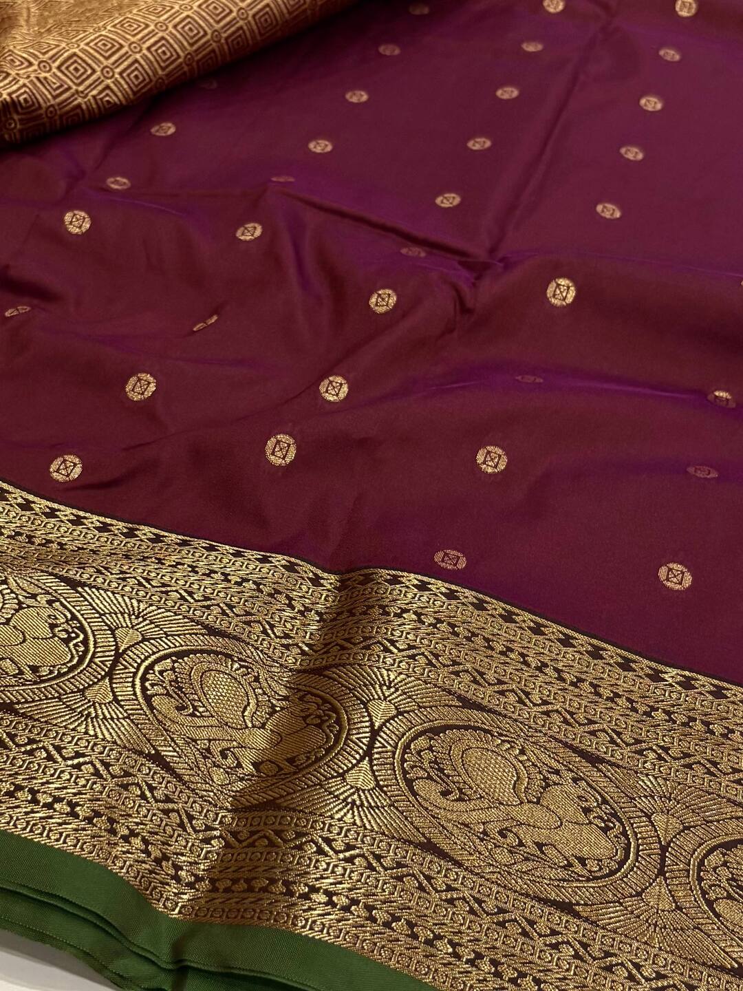 Burgundy Cotton Silk Saree