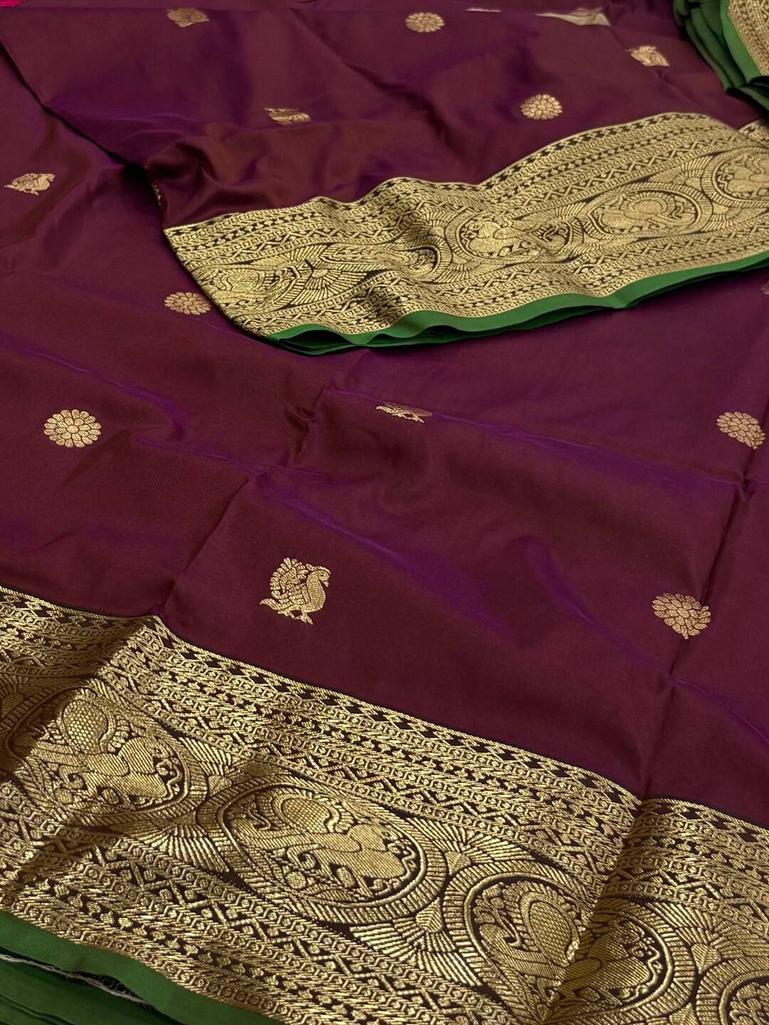 Burgundy Cotton Silk Saree