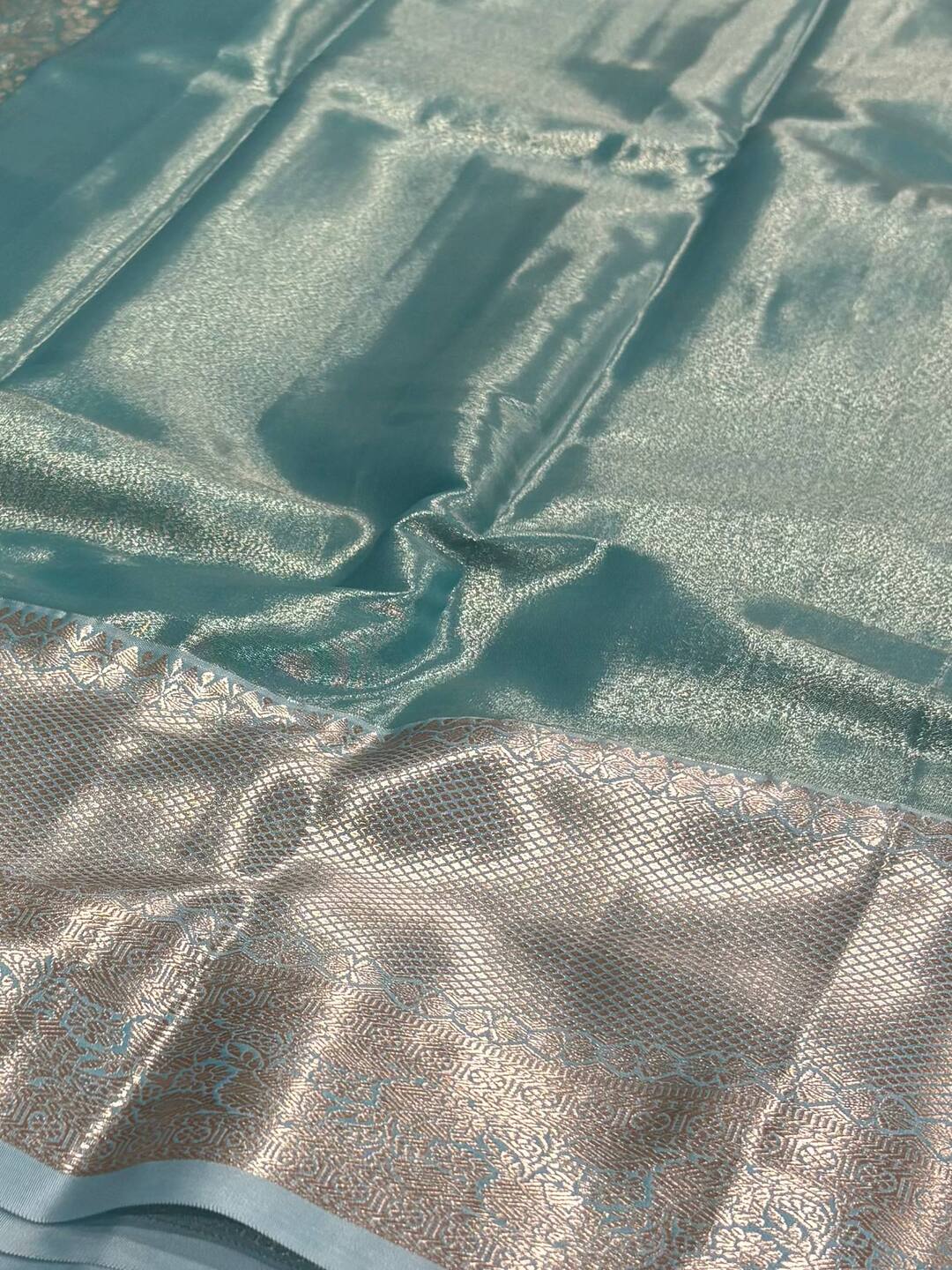 Icy Blue Semi Kanchi Silk Saree