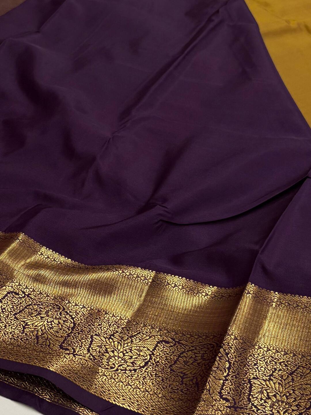 Mustard Yellow Semi Kanchi Silk Saree
