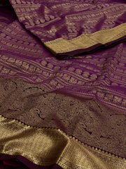 Royal Purple Semi Kanchi Silk Saree