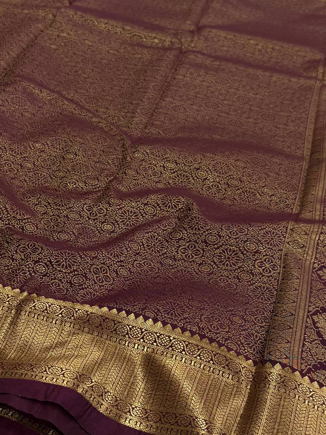 Lavender Purple Semi Kanchi Silk Saree