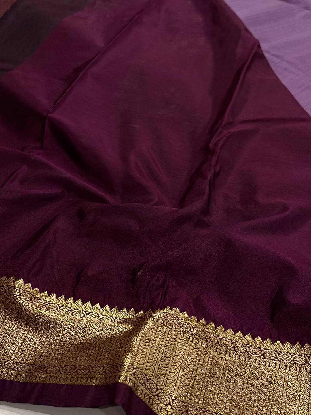 Lavender Purple Semi Kanchi Silk Saree
