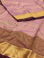 Lavender Purple Semi Kanchi Silk Saree