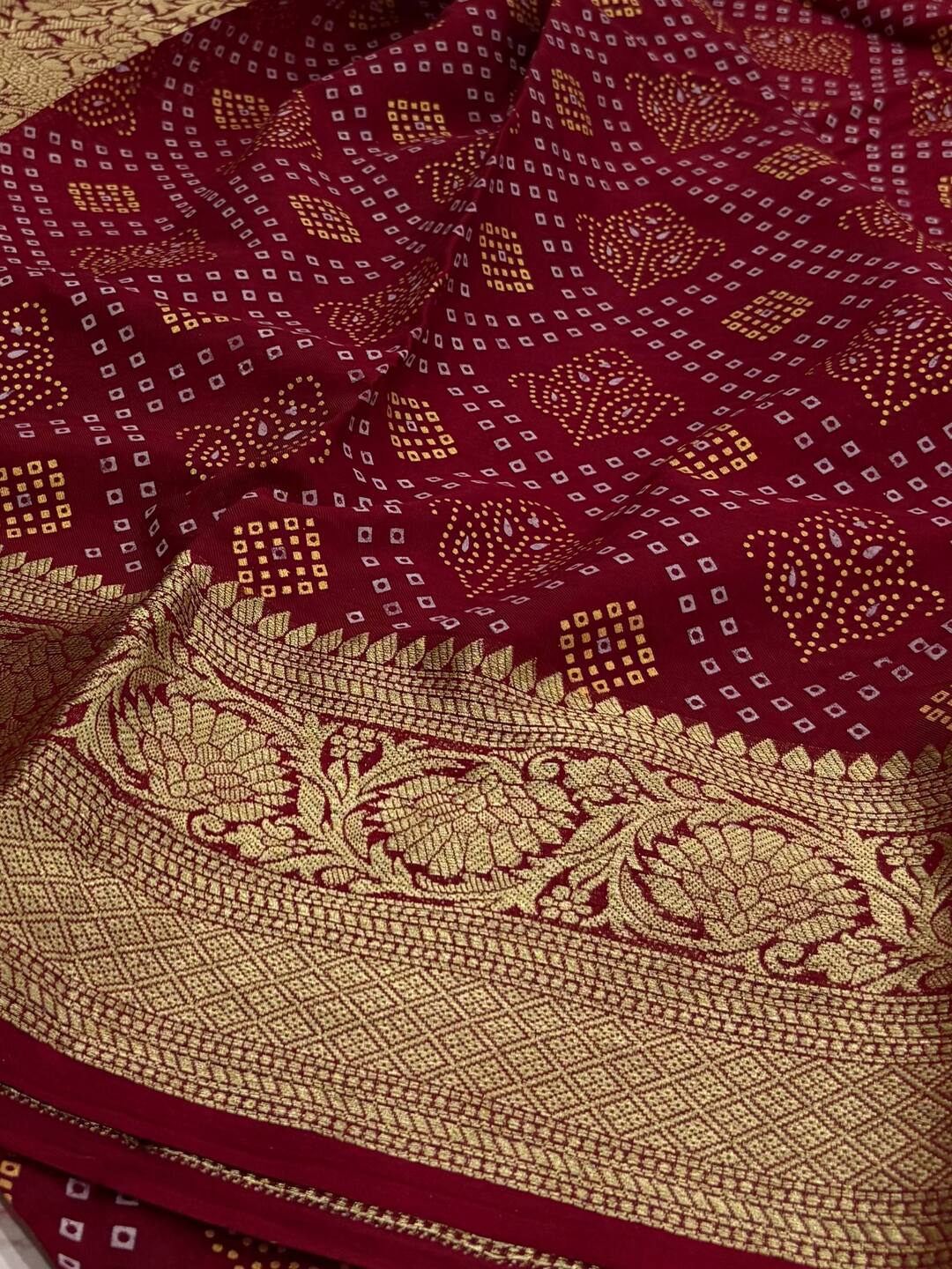 Maroon Printed Chiffon Cotton Saree