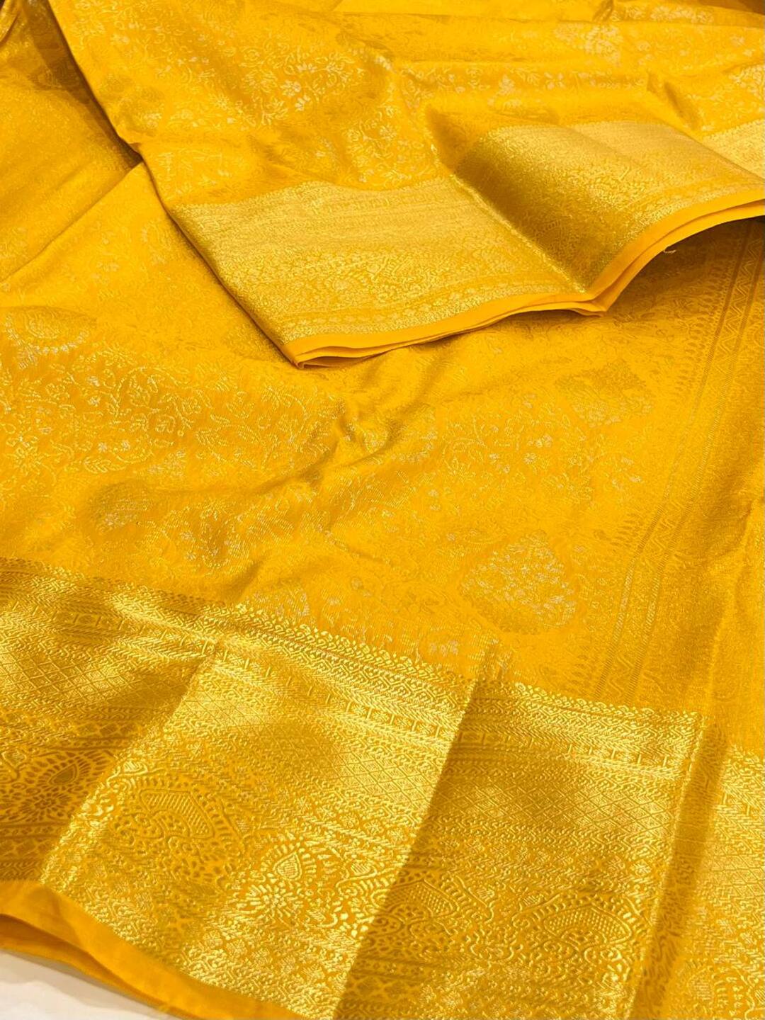 Yellow Semi Kanchi Silk Saree