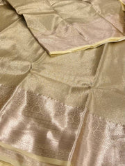 Pastel Yellow Semi Kanchi Silk Saree