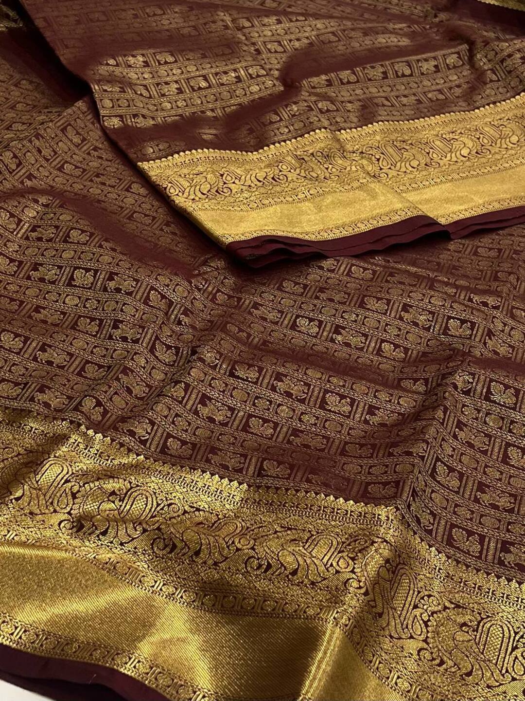 Maroon Semi Kanchi Silk Saree