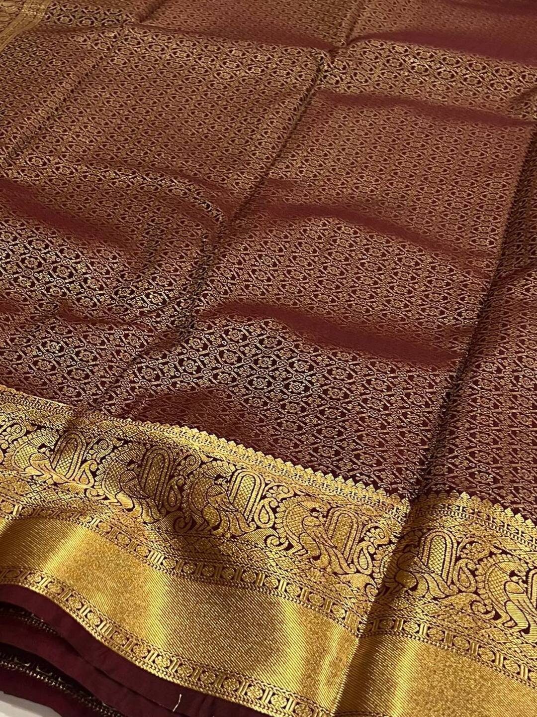Maroon Semi Kanchi Silk Saree