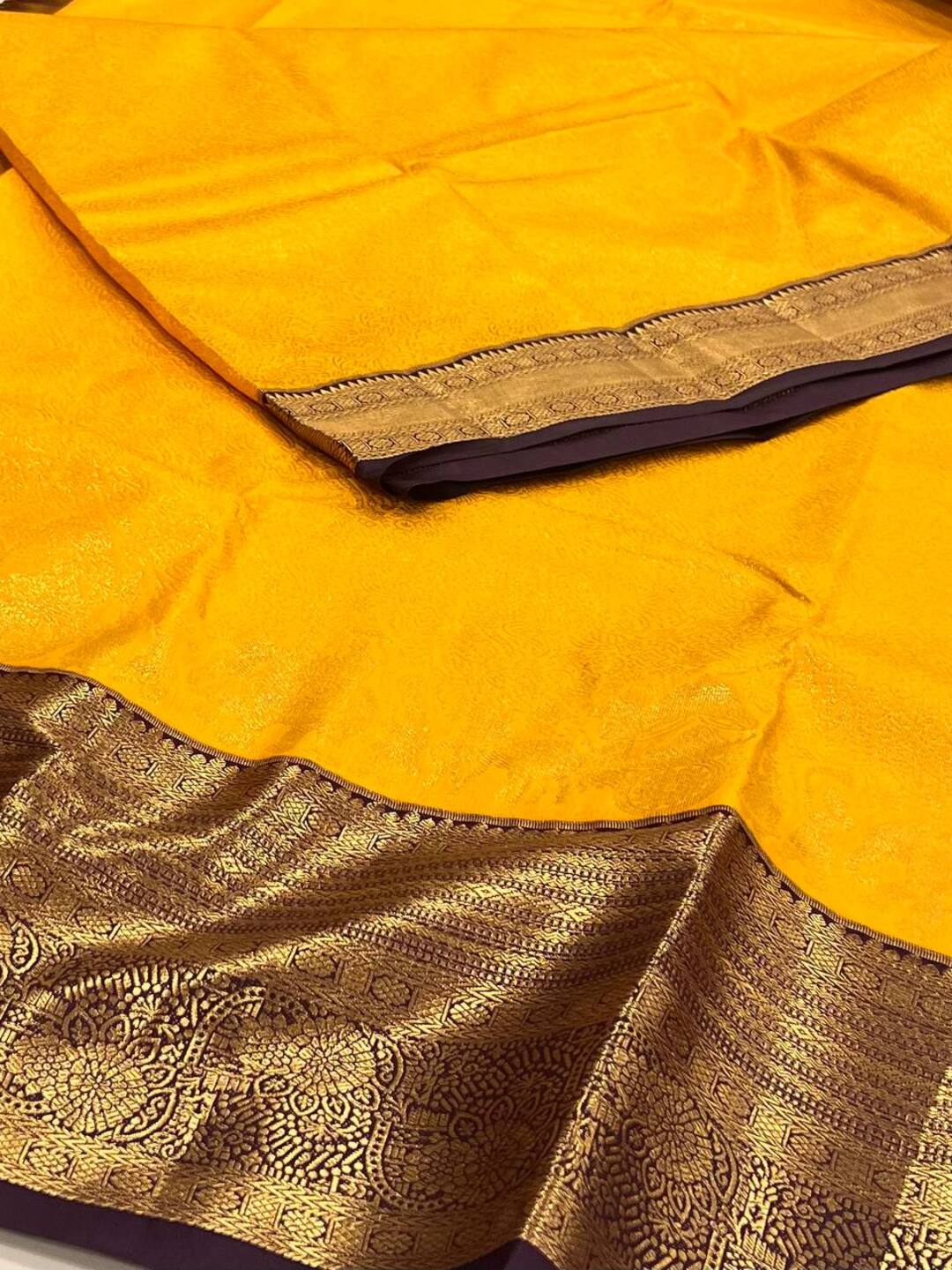 Yellow Semi Kanchi Silk Saree