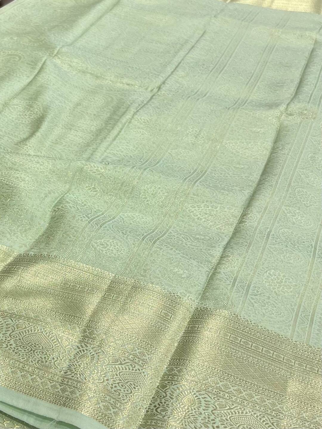 Pastel Blue Semi Kanchi Silk Saree