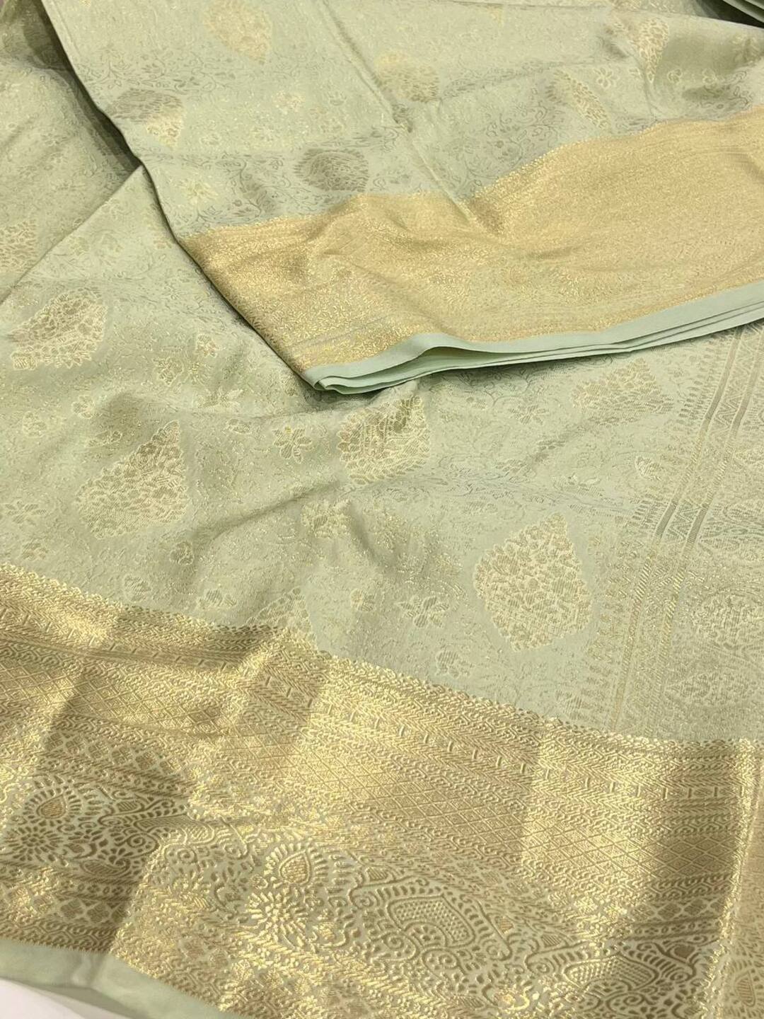 Pastel Blue Semi Kanchi Silk Saree