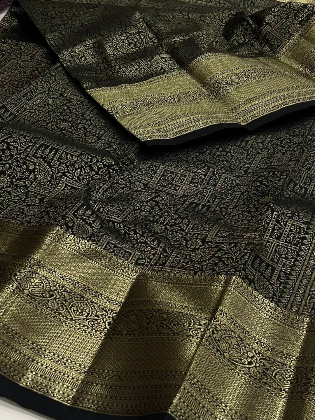 Black Semi Kanchi Silk Saree