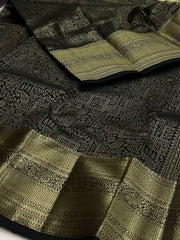 Black Semi Kanchi Silk Saree