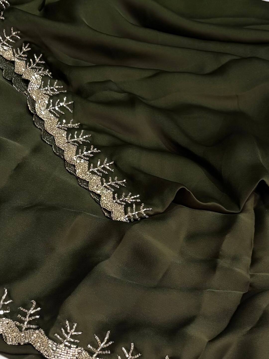Olive Green Georgette saree