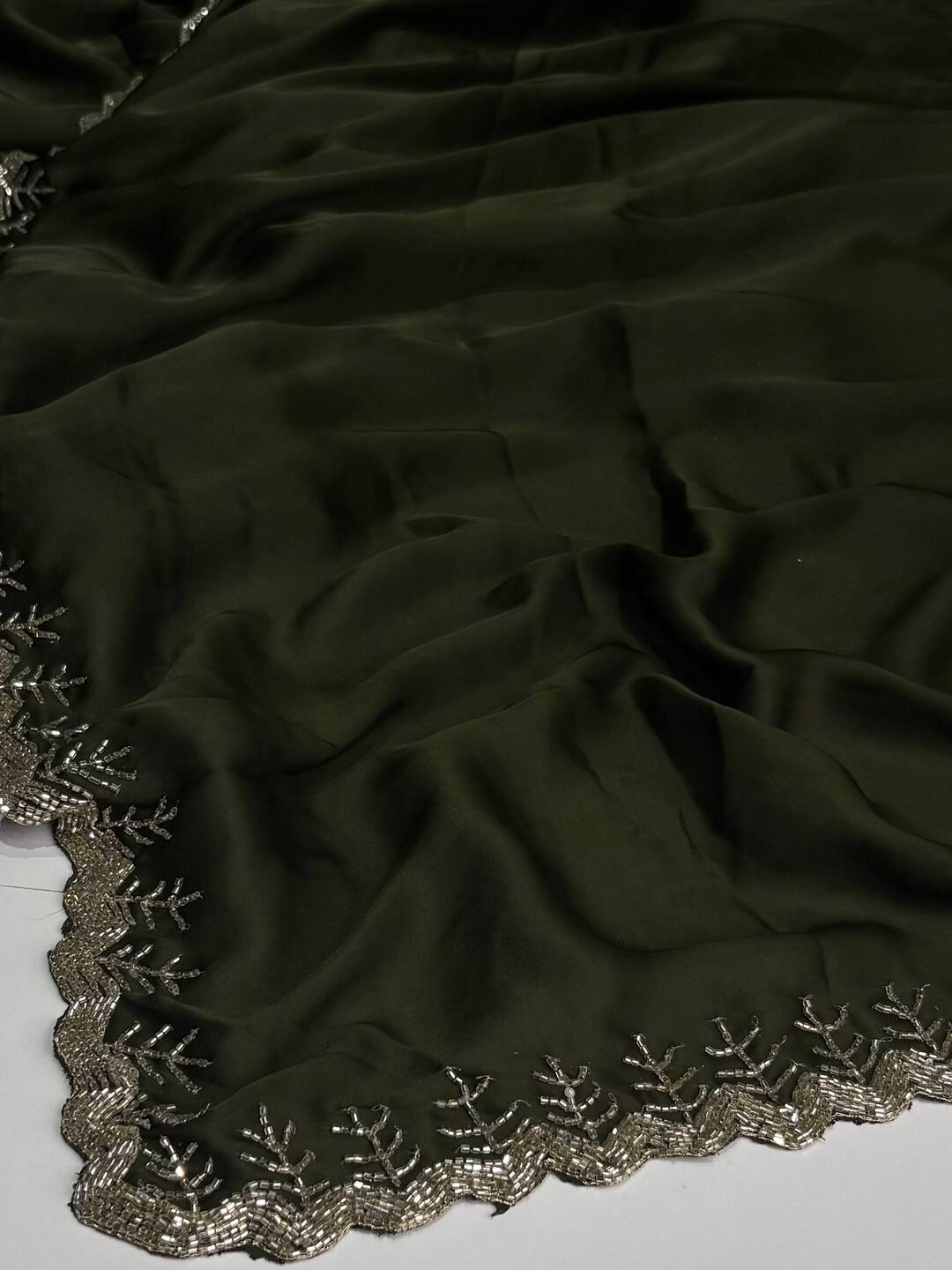 Olive Green Georgette saree