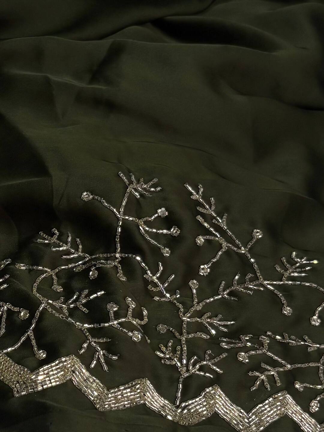 Olive Green Georgette saree