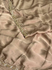Beige Georgette saree