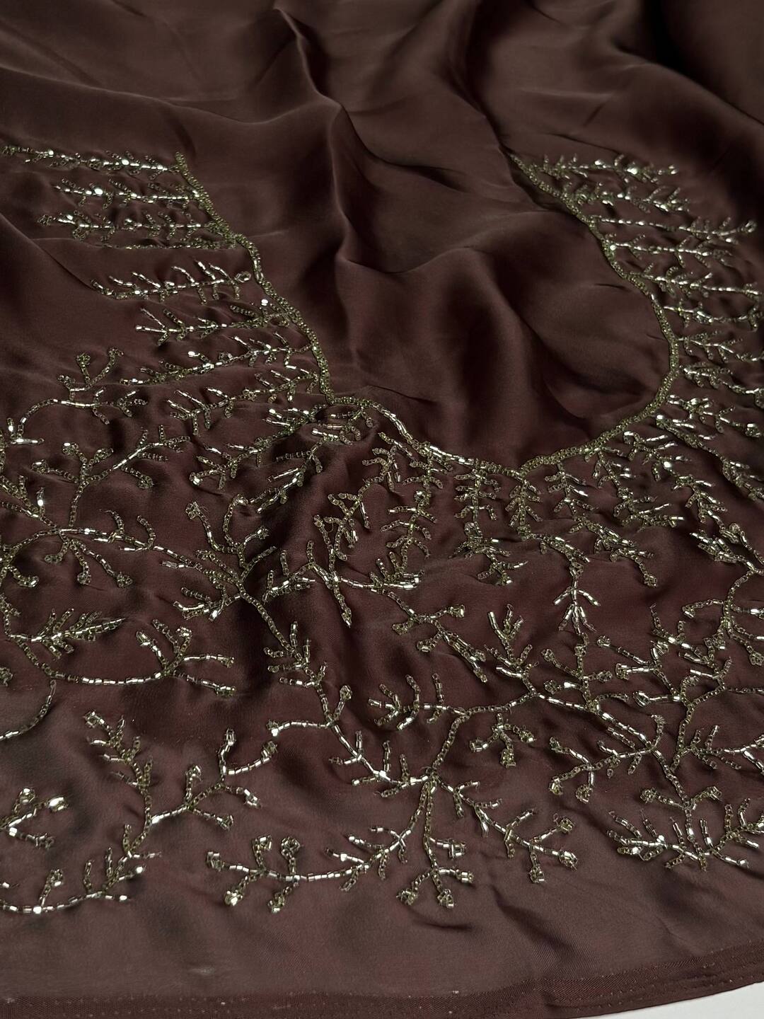 Deep Brown Georgette saree