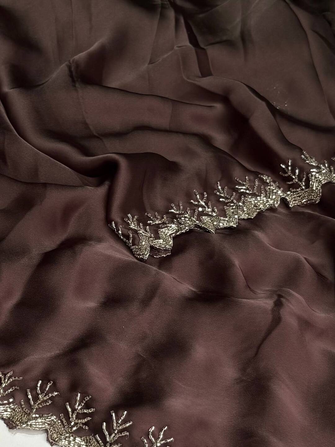 Deep Brown Georgette saree