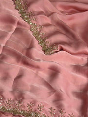 Pastel Pink Georgette saree