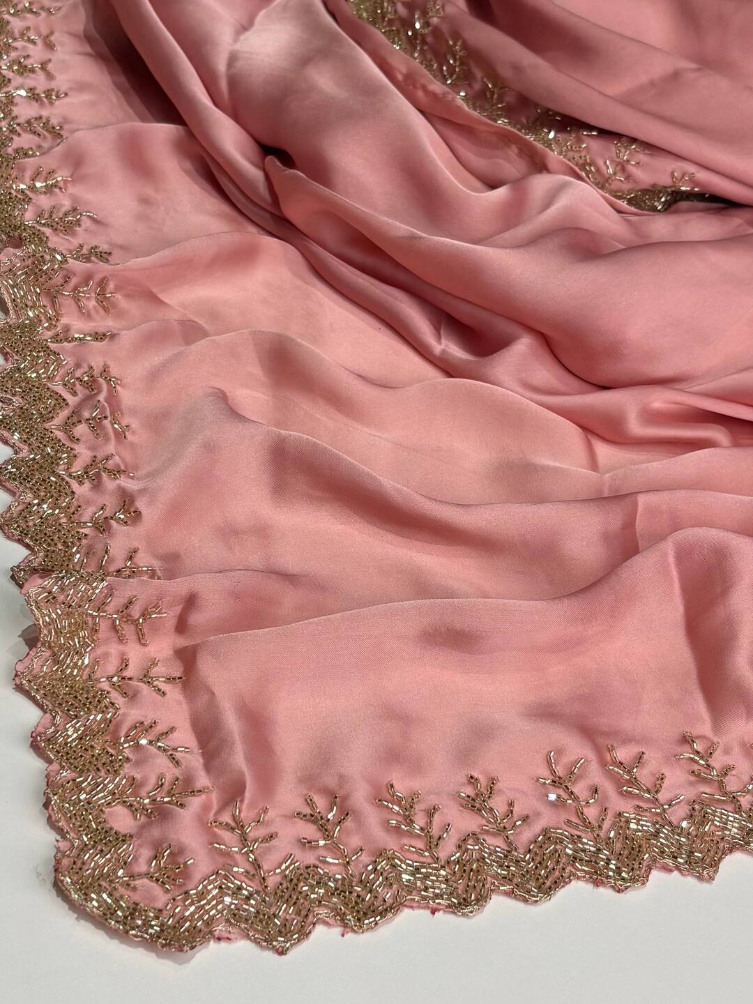 Pastel Pink Georgette saree
