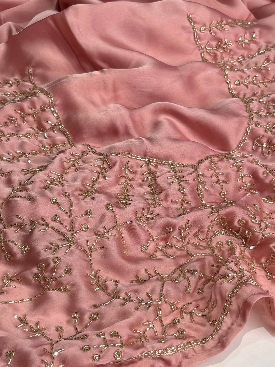 Pastel Pink Georgette saree