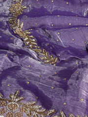 Lavender Purple Georgette saree