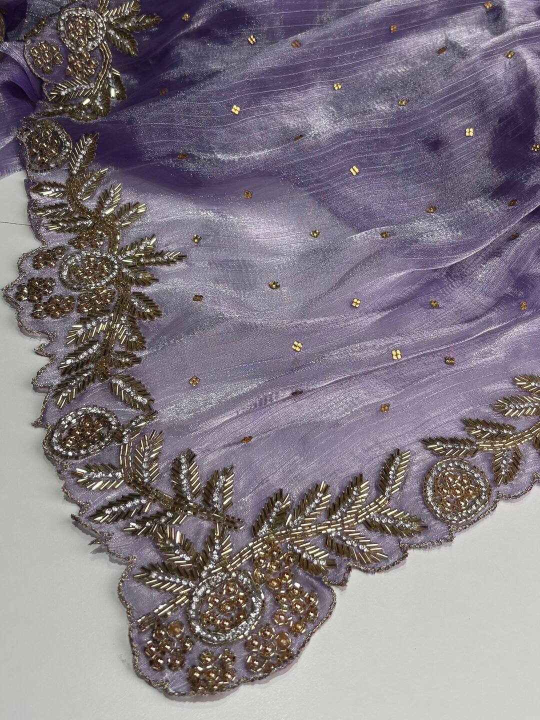 Lavender Purple Georgette saree