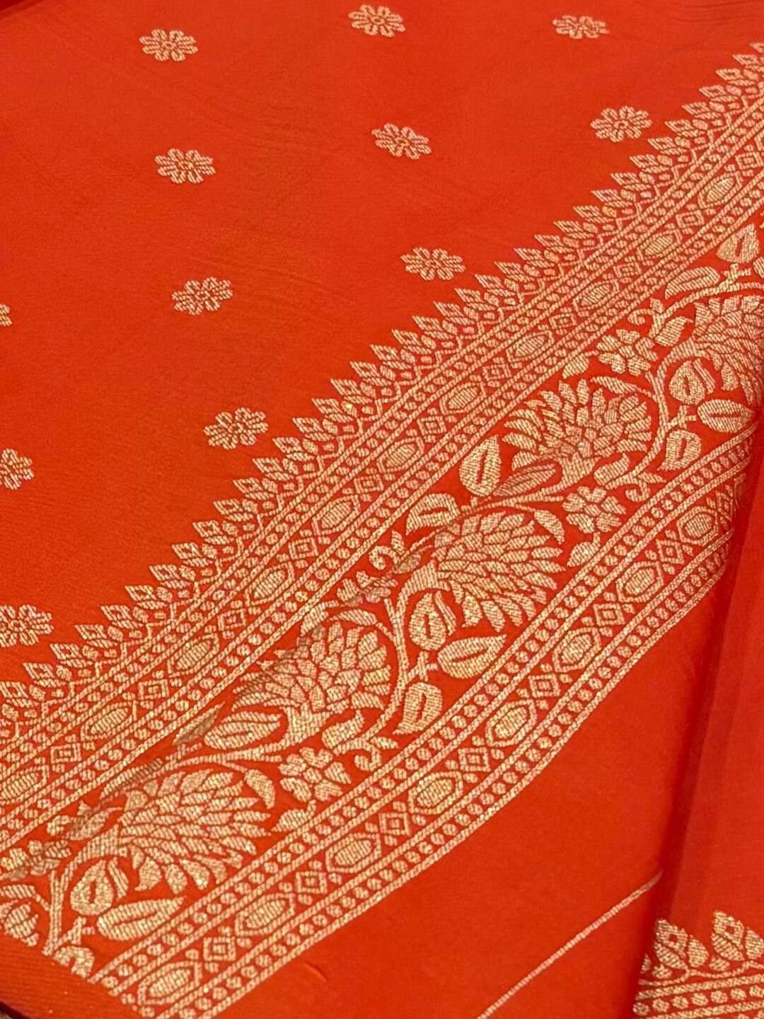Orange Cotton Silk Saree