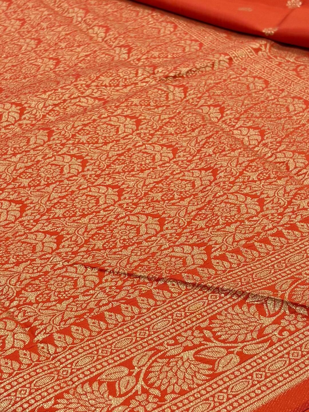 Orange Cotton Silk Saree