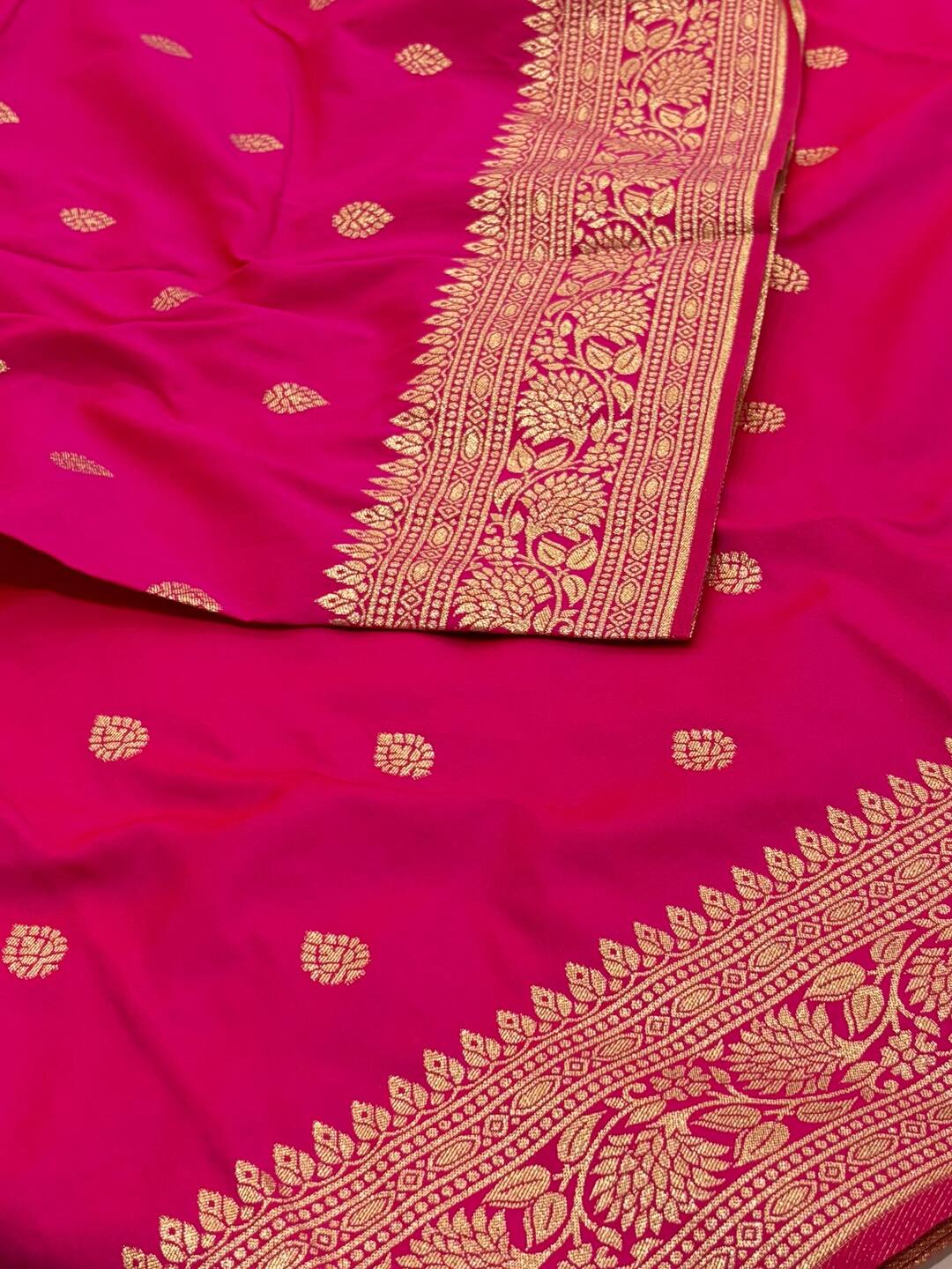Hot Pink Cotton Silk Saree