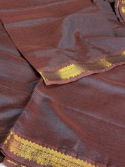 Dual Tone Brown Cotton Silk Saree
