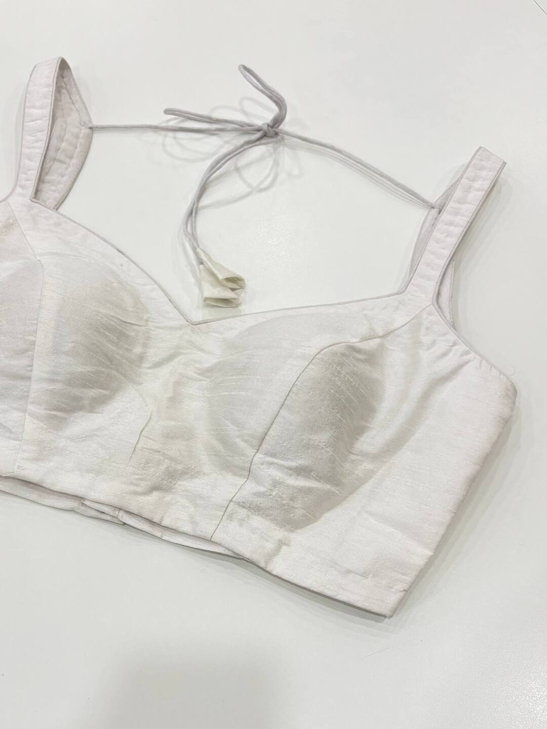 White Sleeveless Ready Made Blouse