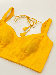 Yellow Sleeveless Ready Made Blouse