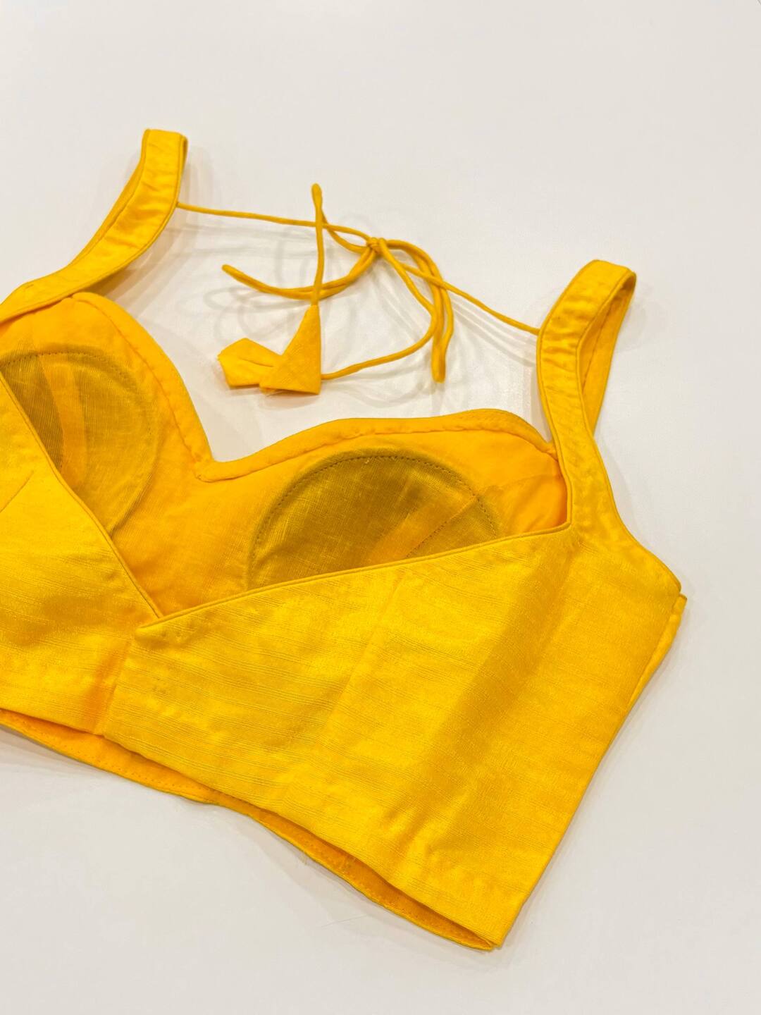 Yellow Sleeveless Ready Made Blouse