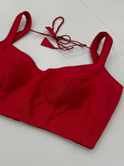 Chili Red Sleeveless Ready Made Blouse