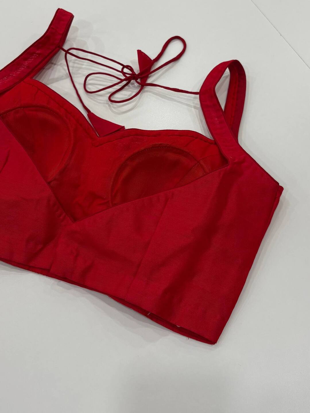 Chili Red Sleeveless Ready Made Blouse