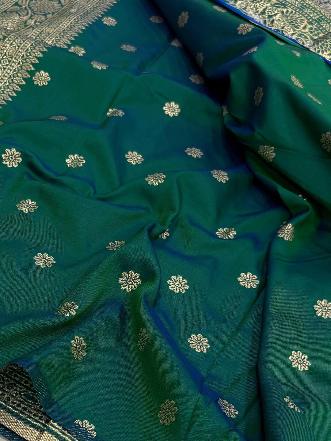 Peacock Green Cotton Silk Saree