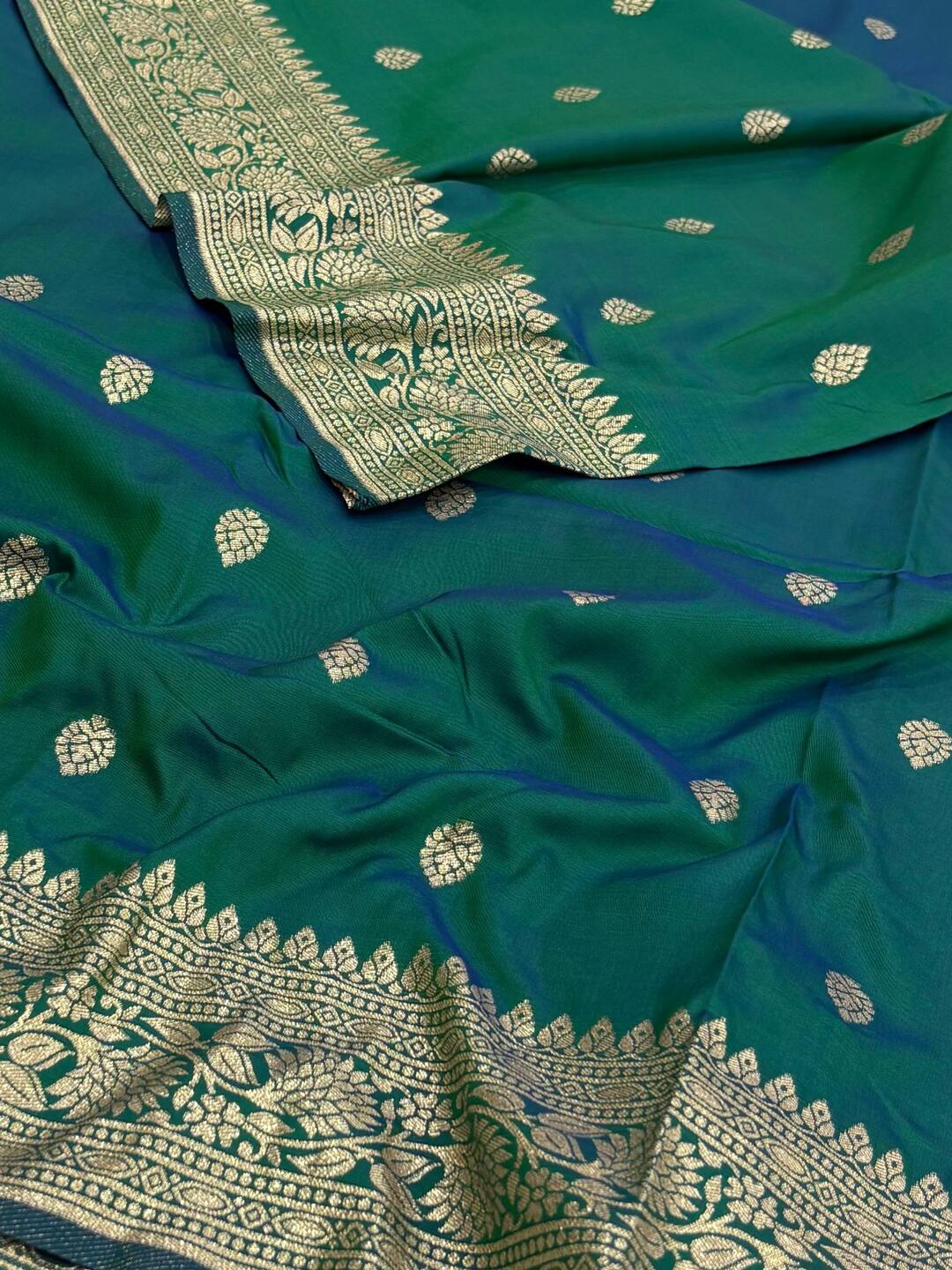 Peacock Green Cotton Silk Saree